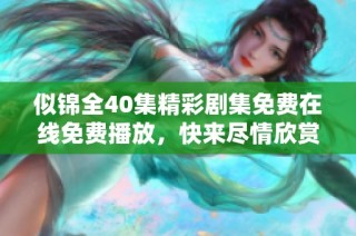 似锦全40集精彩剧集免费在线免费播放，快来尽情欣赏吧！
