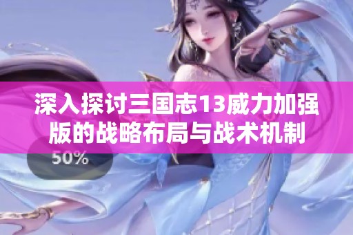 深入探讨三国志13威力加强版的战略布局与战术机制