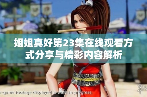 姐姐真好第23集在线观看方式分享与精彩内容解析